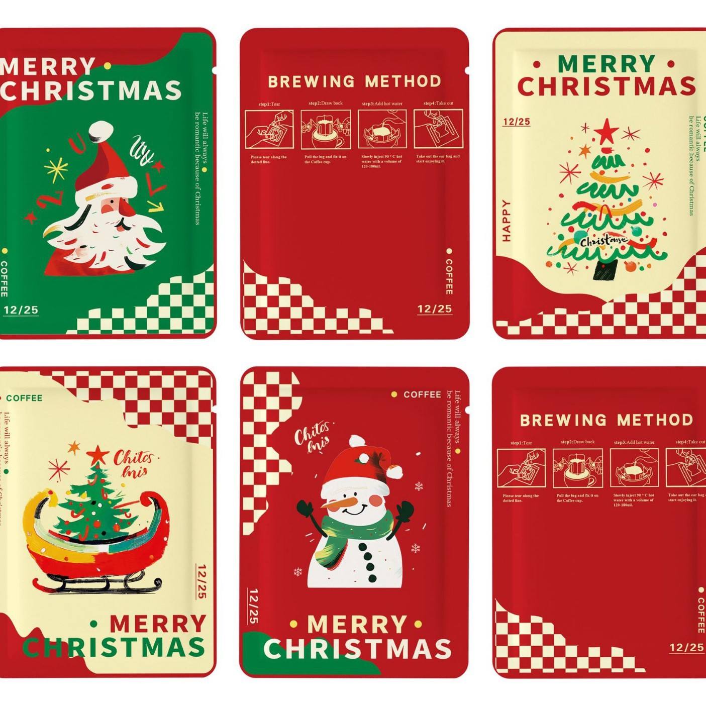 Single-use Convenient Coffee Powder Easy-to-open sealed Bags for Christmas Coffee Pods Packaging Bags Coffee Bags