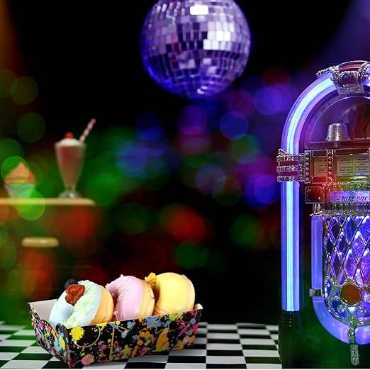 Packs of Neon Party Supplies, Decorations, Disposable Paper Food Plates, Paper Food Boats, Suitable for Carnival, Festivals