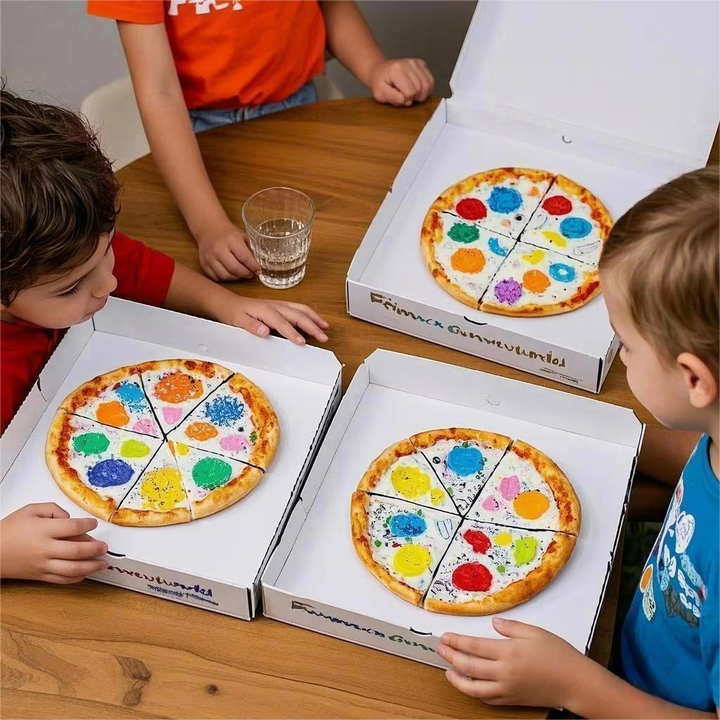 Kids DIY Blank Pizza Box Kit - Non-Toxic White Craft Boxes for Birthday Parties or School Art, Paint & Design Your Own Pizza Box