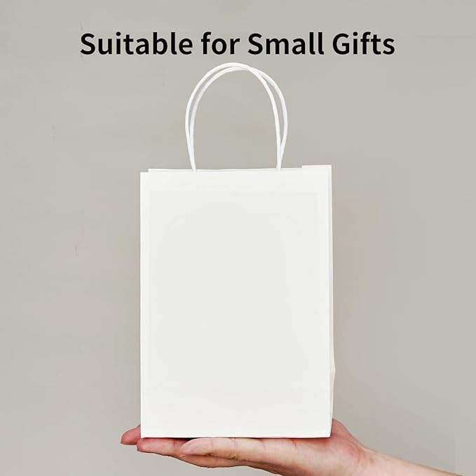 White Kraft Paper Bag Gift Bag Shopping Bag Party Retail Christmas Birthday Takeaway