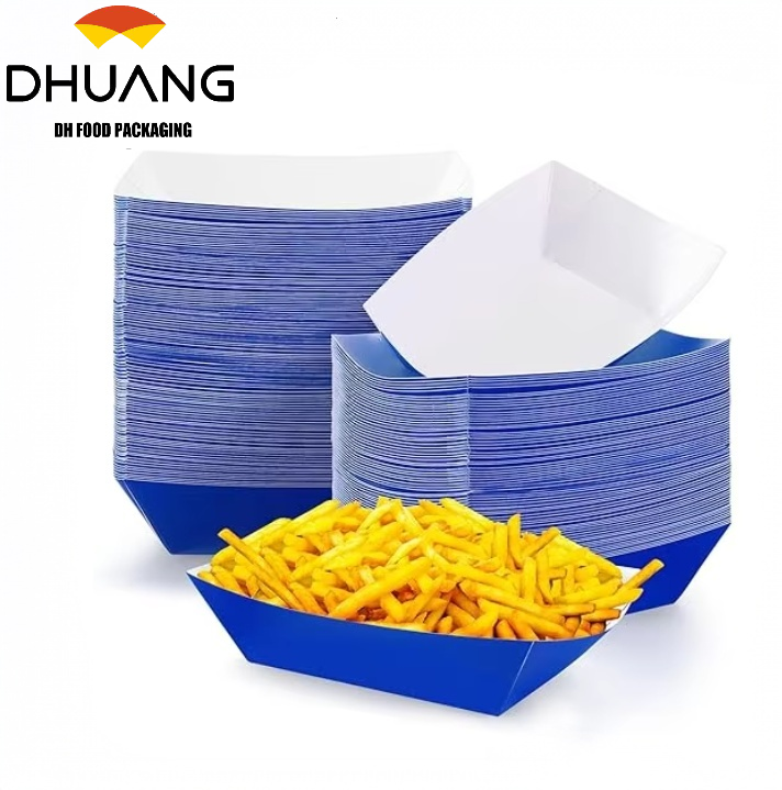 3-pound Paper Food Trays Disposable Nachos Trays Burritos Licensed Christmas Party Supplies Kraft Paper Boat (blue)