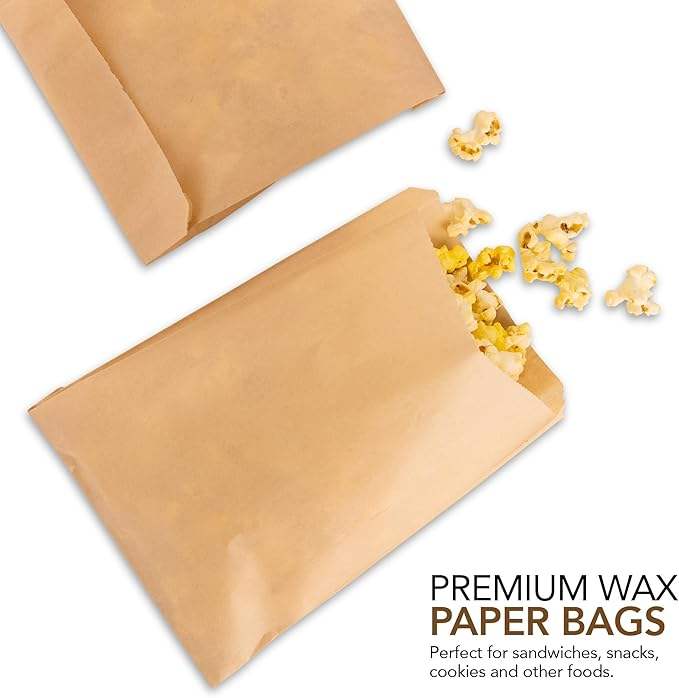 Sandwich Bag Compostable Brown Kraft Paper Food Grade Bag White Round Sticker Seal - Bakery Cookies Snacks