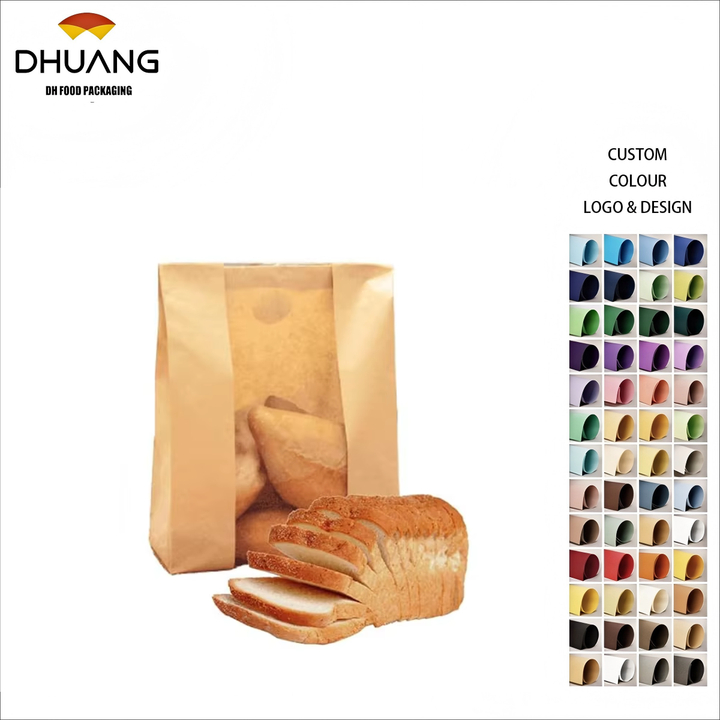 Window Bread Bag Paper Bag Biodegradable Baked Goods Storage Label Seal Sticker Custom Bread Bags