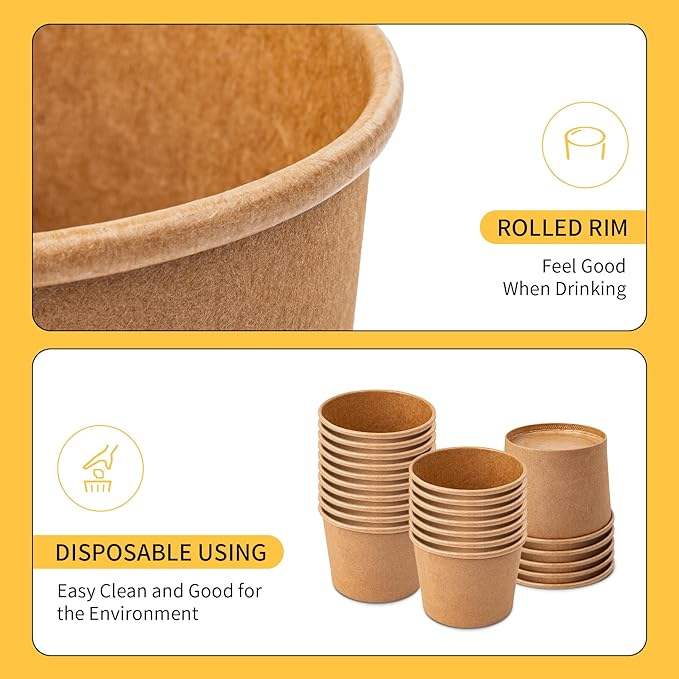 Wholesale Customized Disposable Paper Soup Boxes with Lids, Cowhide Paper Food Cups, and Paper Food Storage Boxes Food Box