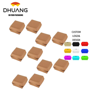 Kraft Paper Burger Packaging Boxes for Takeout Picnic Food Containers for Hamburgers French Fries and Party Snacks