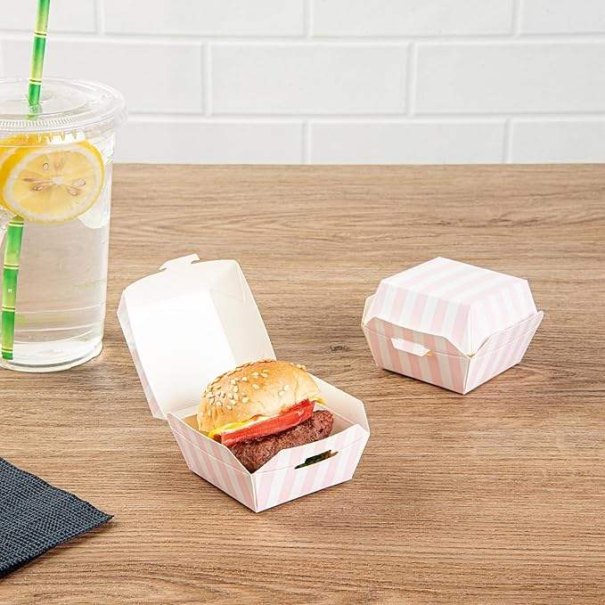 Hamburger Food Container Hinge Cover with Matte Finish Corrugated Paper Grain Storage Box Burger Box