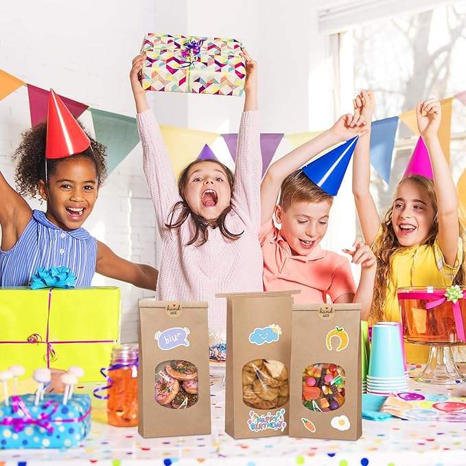 Windowed Plastic Bread Bags with Paper Window Paper Bag with Metal Paper Tie and Lock for Cookies Coffee Beans Custom Bread Bags