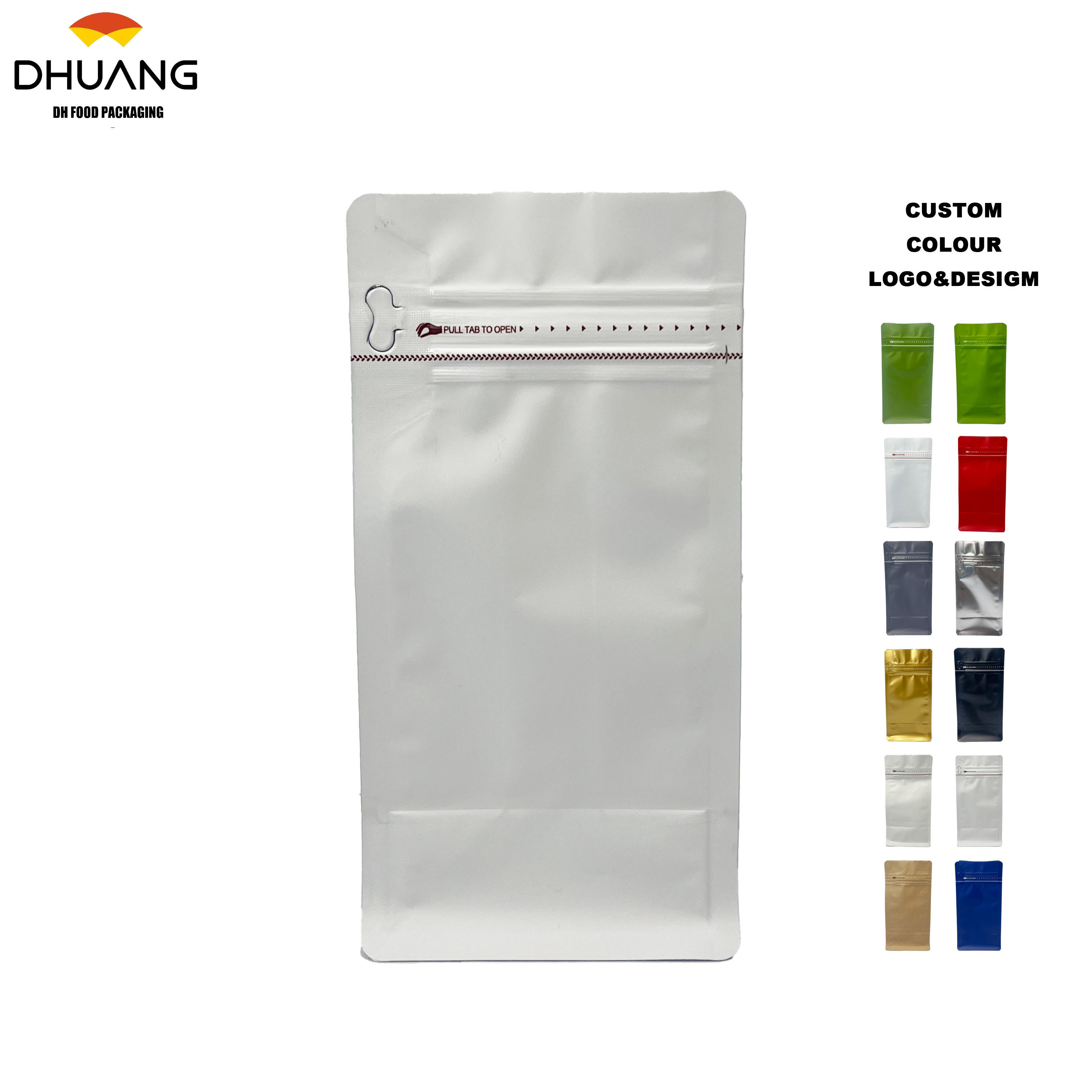 Coffee Bag with Eight-sided Sealing in Stock with Aluminum Coating and sealed Side Zipper for Coffee Beans Packaging Coffee Bags