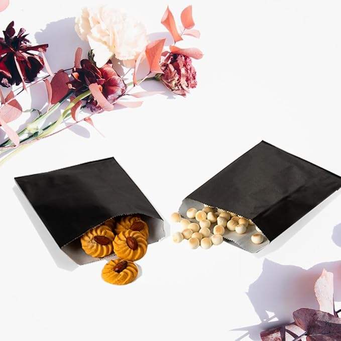 Flat Paper Treatment Bag Black Greaseproof Baking Cookie Paper Bag Candy Chocolate Pastry Oil-proof Paper Bga