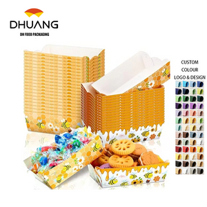 Packs Bee Party Supplies Set Birthday Decoration Disposable Paper Food Tray Paper Food Boat Carnival, Fair, Festival