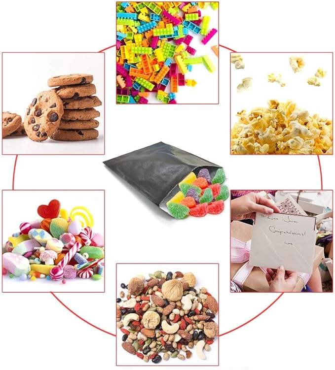 Large Black Color Candy Buffet Packaging Paper Bags for Treats and Displays Oil-proof Paper Bag