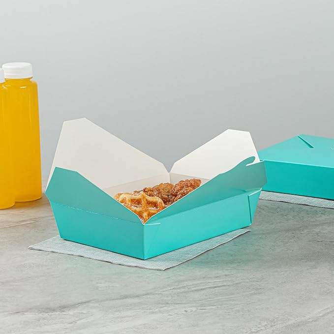 Disposable Turquoise Paper Rectangular Food Container Takeout or Picnic Box for Easy Carry & Versatility Food Box