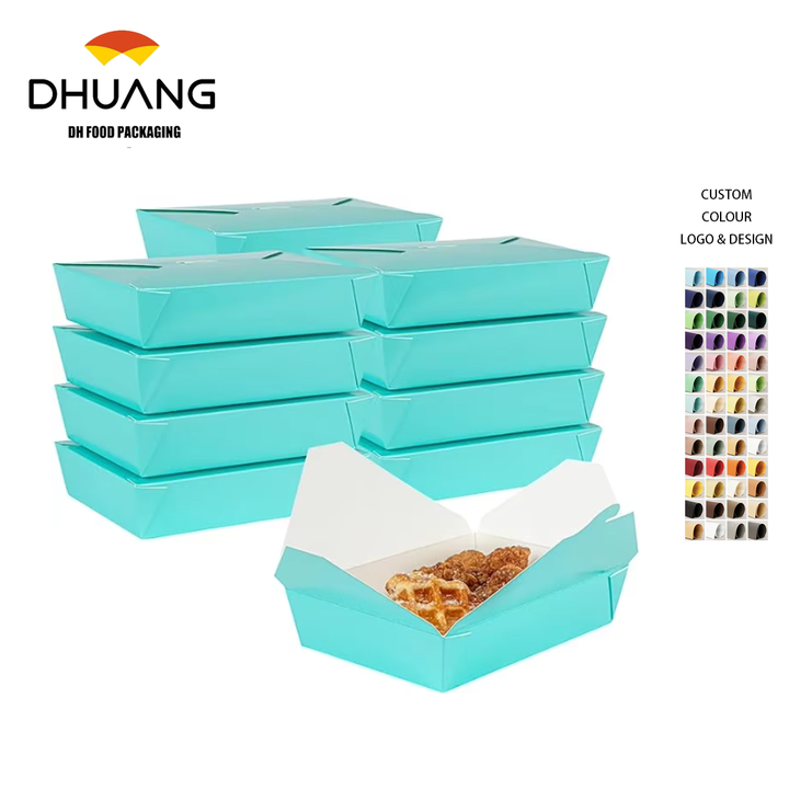Disposable Turquoise Paper Rectangular Food Container Takeout or Picnic Box for Easy Carry & Versatility Food Box