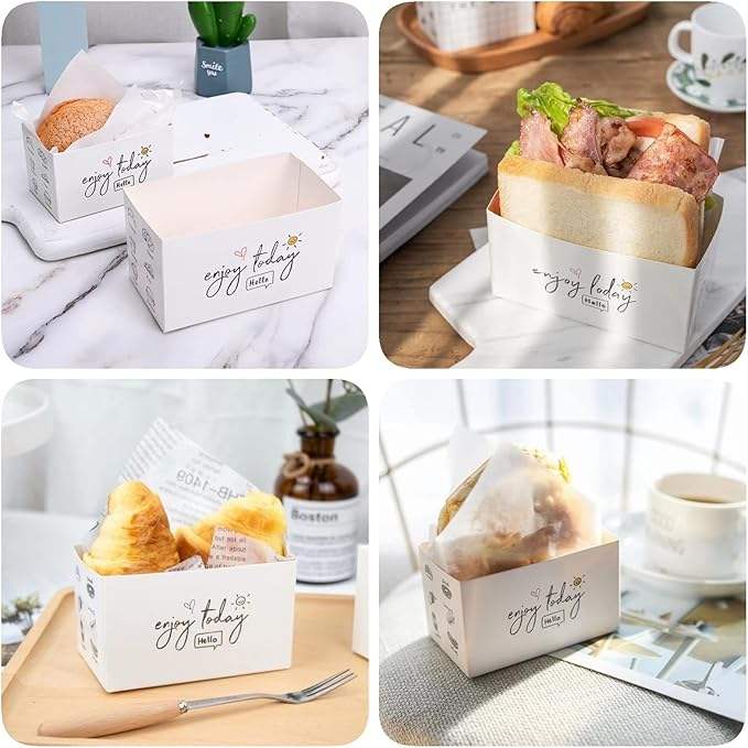 Customizable Takeout Containers - Recyclable Sandwich and Burger Boxes with Logo Printing for Catering Business Burger Box
