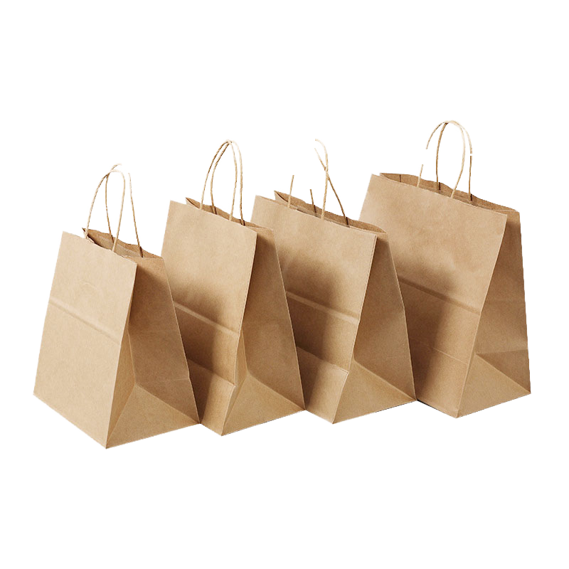 Customizable Pattern and logo Sizes Brown Paper Bag with Handle Paper-based Retail Shopping Bag