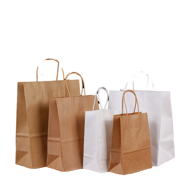 Customizable Pattern and logo Sizes Brown Paper Bag with Handle Paper-based Retail Shopping Bag