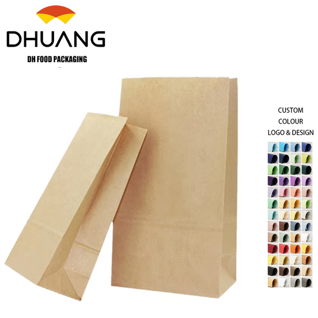 Disposable Kraft Paper Bag for Bread Toast Storage Oil-Resistant Takeout Food Packaging with Square Bottom Logo Custom Bread Bag