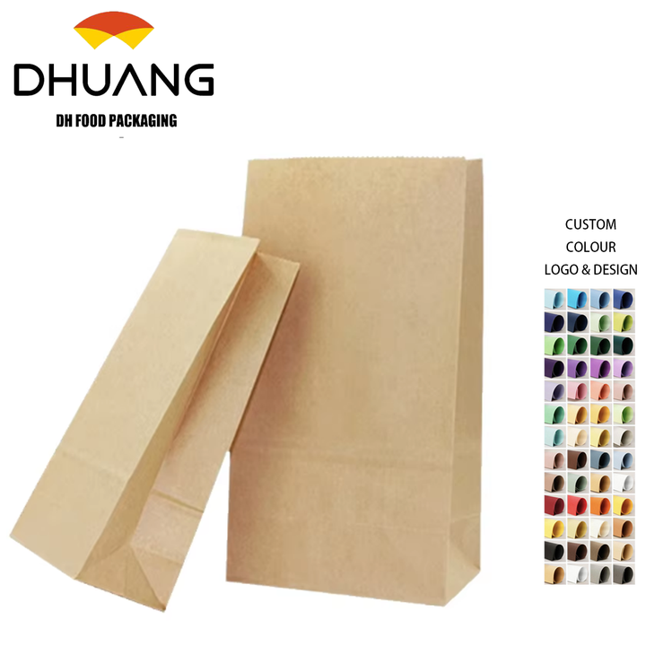 Disposable Kraft Paper Bag for Bread Toast Storage Oil-Resistant Takeout Food Packaging with Square Bottom Logo Custom Bread Bag