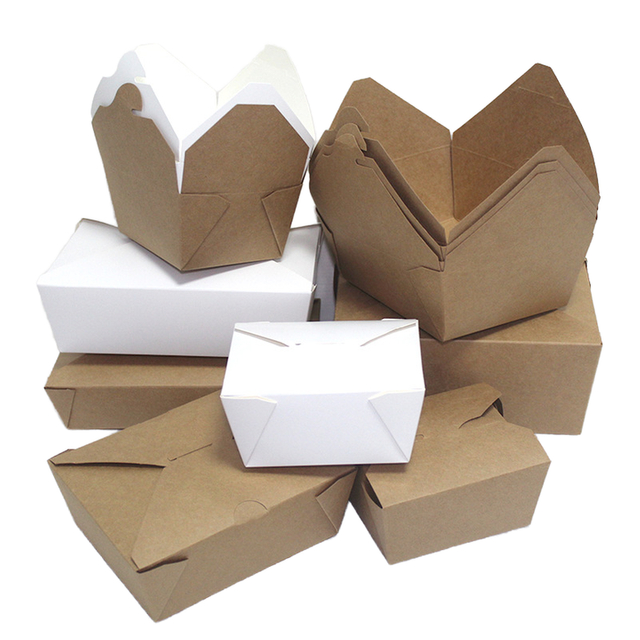 Customizable Brown Paper Bento Box White Card Fried Chicken Box Snack Food Takeout Food Light Salad Packing Box