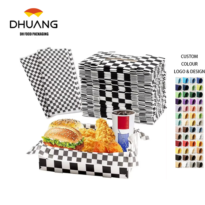 4-pound Racing Party Large Paper Food Trays, Disposable Black and White Checked Paper 4-corner Pop-up Trays