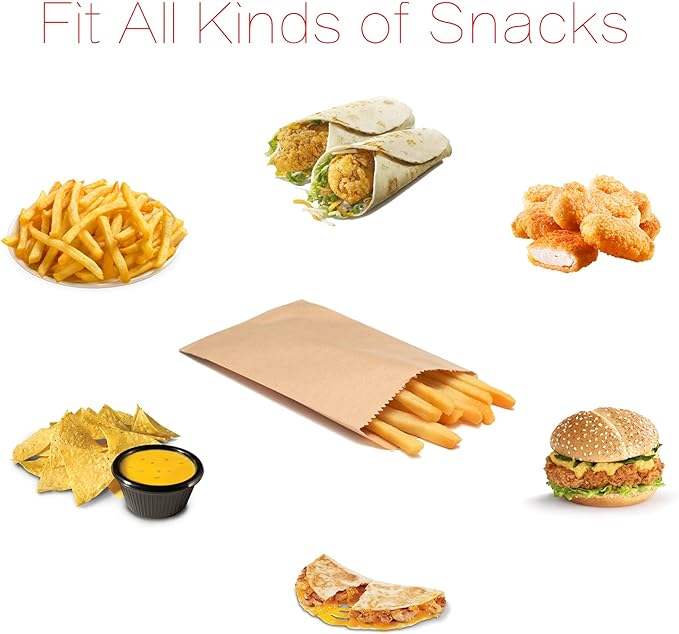 6x8 Inches Natural Kraft Paper Bags for Bakery Cookies Treats Snacks Sandwiches Popcorn Small Gift Bag