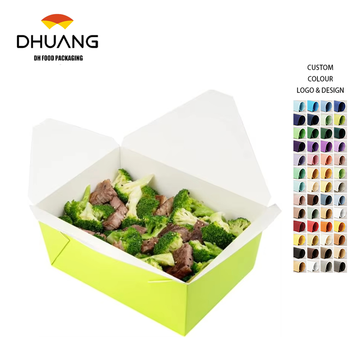 Box - Label Lock Closed Heat Resistant Green Disposable Lunch Box Oil Resistant to Hot and Cold Foods Food Box