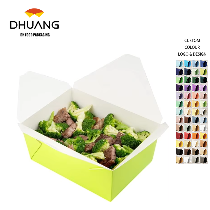 Box - Label Lock Closed Heat Resistant Green Disposable Lunch Box Oil Resistant to Hot and Cold Foods Food Box