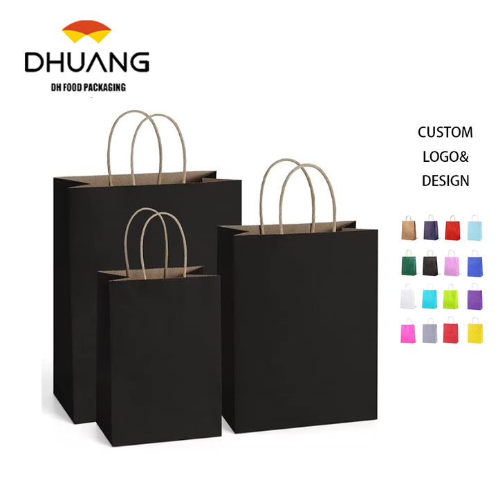 Kraft Paper Bag Gift Bag with Handle Craft Commodity 100% Recycled Paper Bag Black
