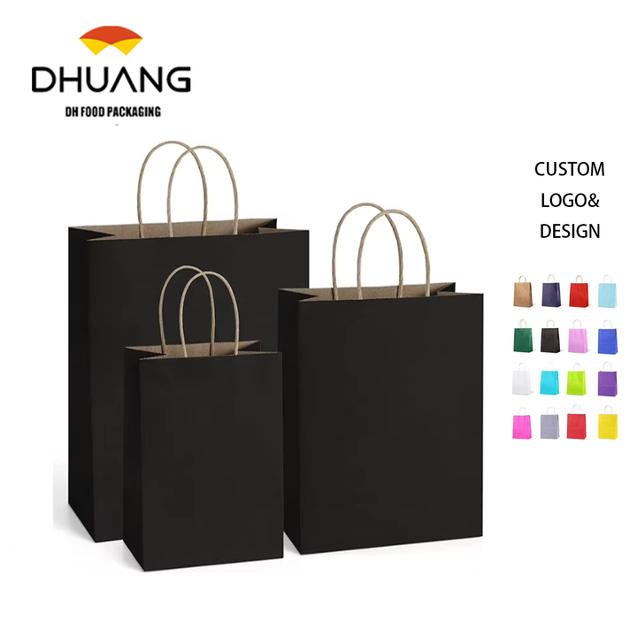 Kraft Paper Bag Gift Bag with Handle Craft Commodity 100% Recycled Paper Bag Black