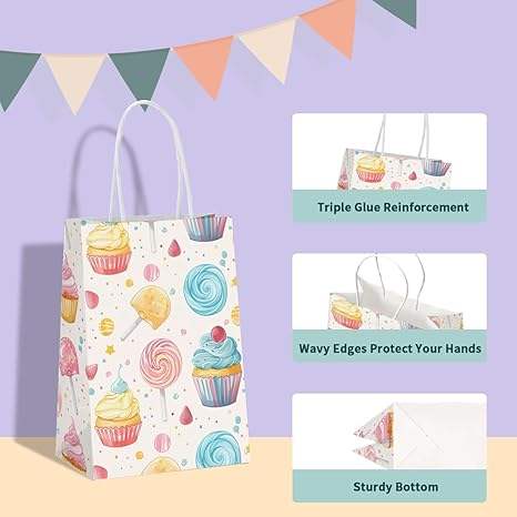Gift Bag Paper Bag with Handle Party Birthday Wedding Small Paper Shopping Bag (Candy Cakes)