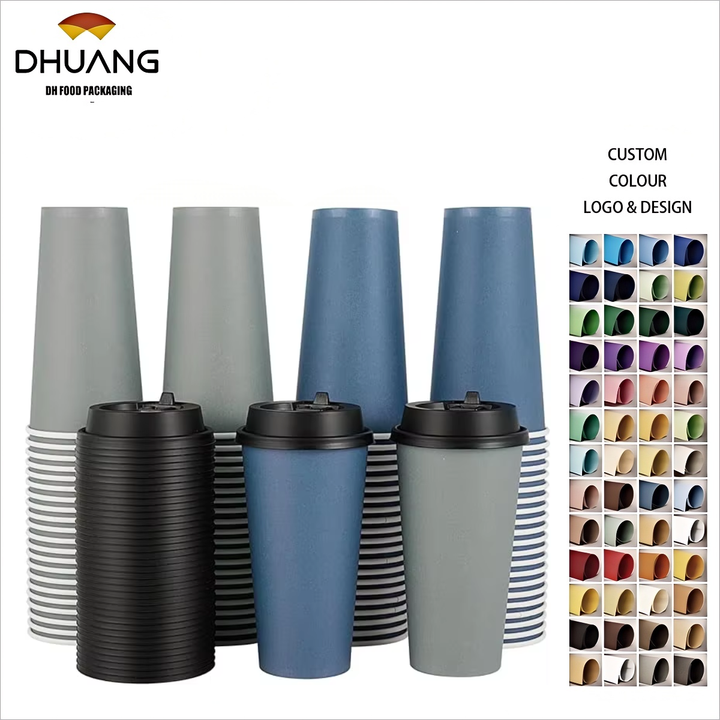 100 Pack 20 oz Disposable Paper Coffee Cup with Lid, Water, Juice, or Tea. Hot Paper Coffee Cups for Home Restaurant Store