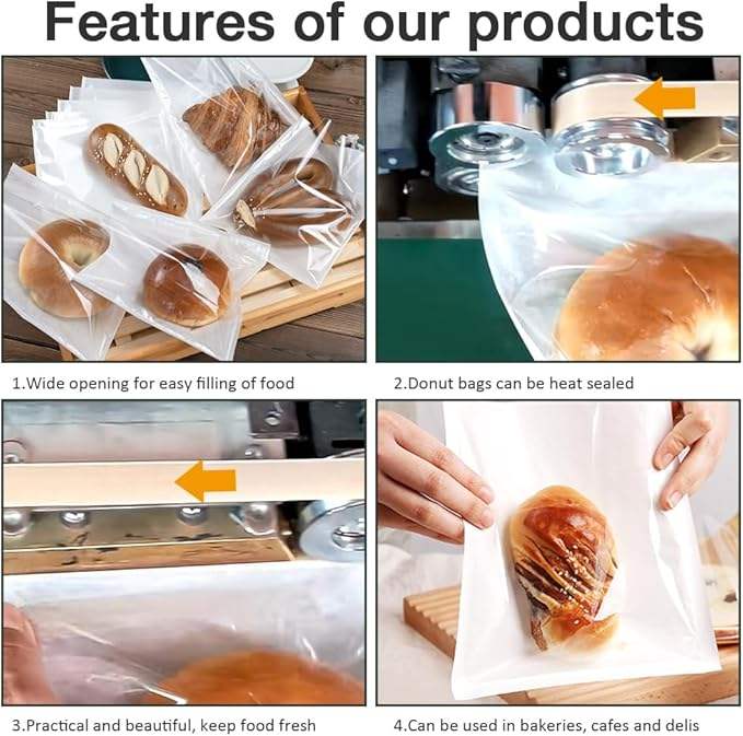 Windowed Food Paper Bag Homemade Bread Baking Bag for Cookies Snacks Custom Bread Bags