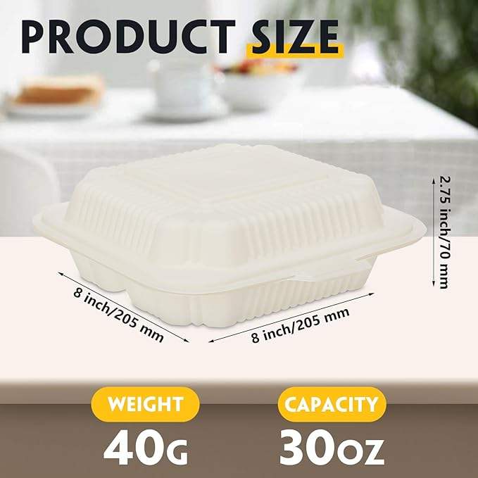 Food Container 8 X 8 Inch Disposable Fast Food Carton with Lid