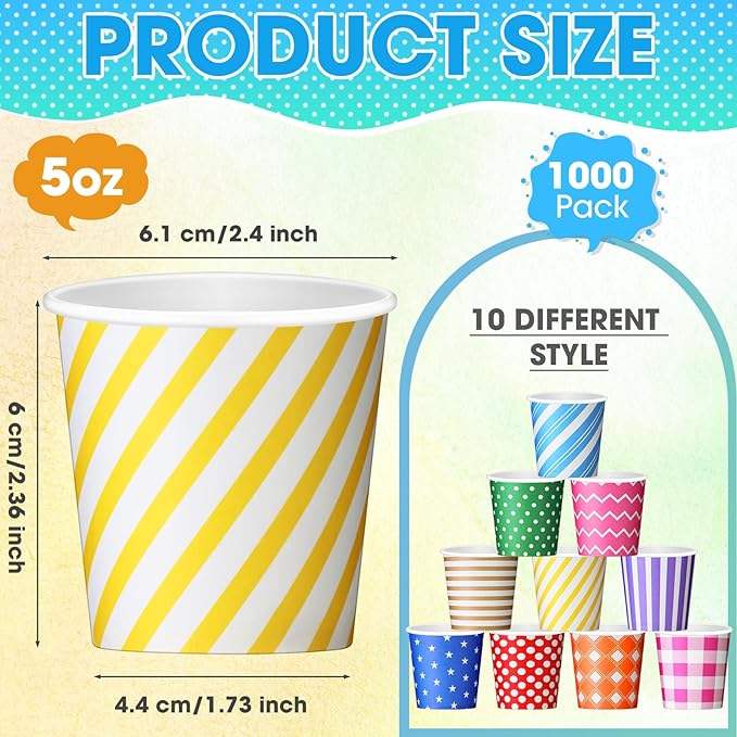 Paper Cups Disposable Paper Cups for Gargling Picnics Parties Bathrooms Travel Hot and Cold Drinks Custom Paper Cup