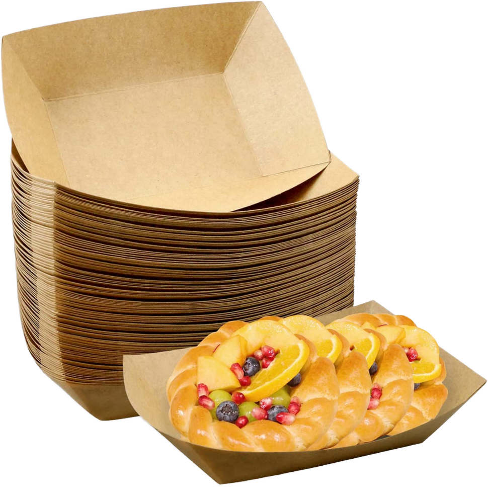 Customizable Disposable Mini Paper Food Boat Kraft Paper Snack Dessert Plate Food Tray