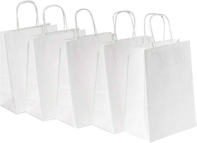 Medium White Kraft Paper Gift Party Grocery Retail Shopping Candy Craft Custom Paper Bag