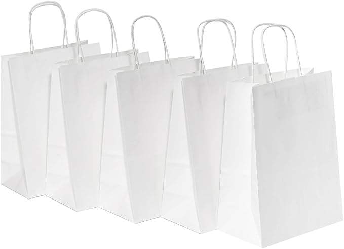 Medium White Kraft Paper Gift Party Grocery Retail Shopping Candy Craft Custom Paper Bag