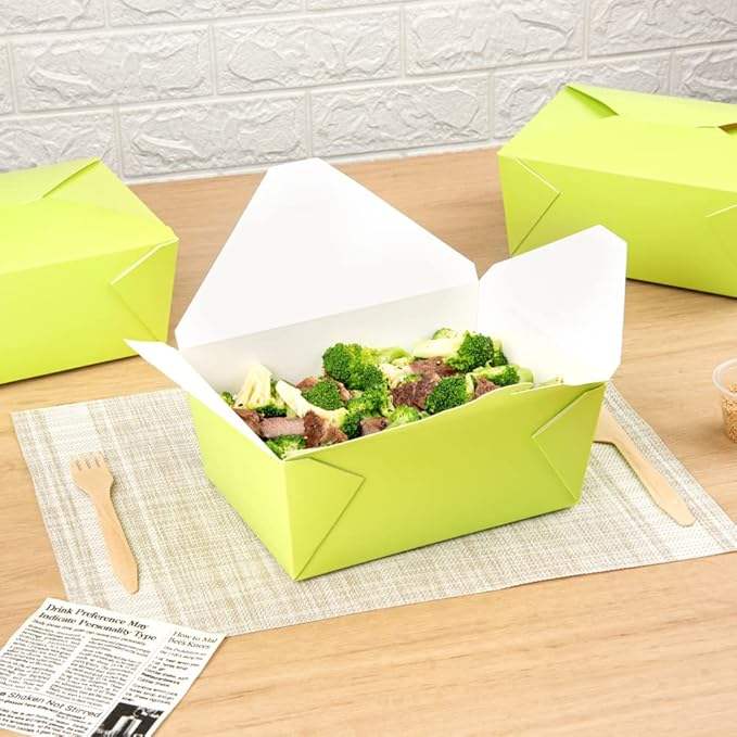 Box - Label Lock Closed Heat Resistant Green Disposable Lunch Box Oil Resistant to Hot and Cold Foods Food Box