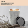 16 oz Disposable Coffee Cup Insulated Corrugated Double-walled Paper Cup with Lid Black and White Geometry Hot Drink Coffee Cup