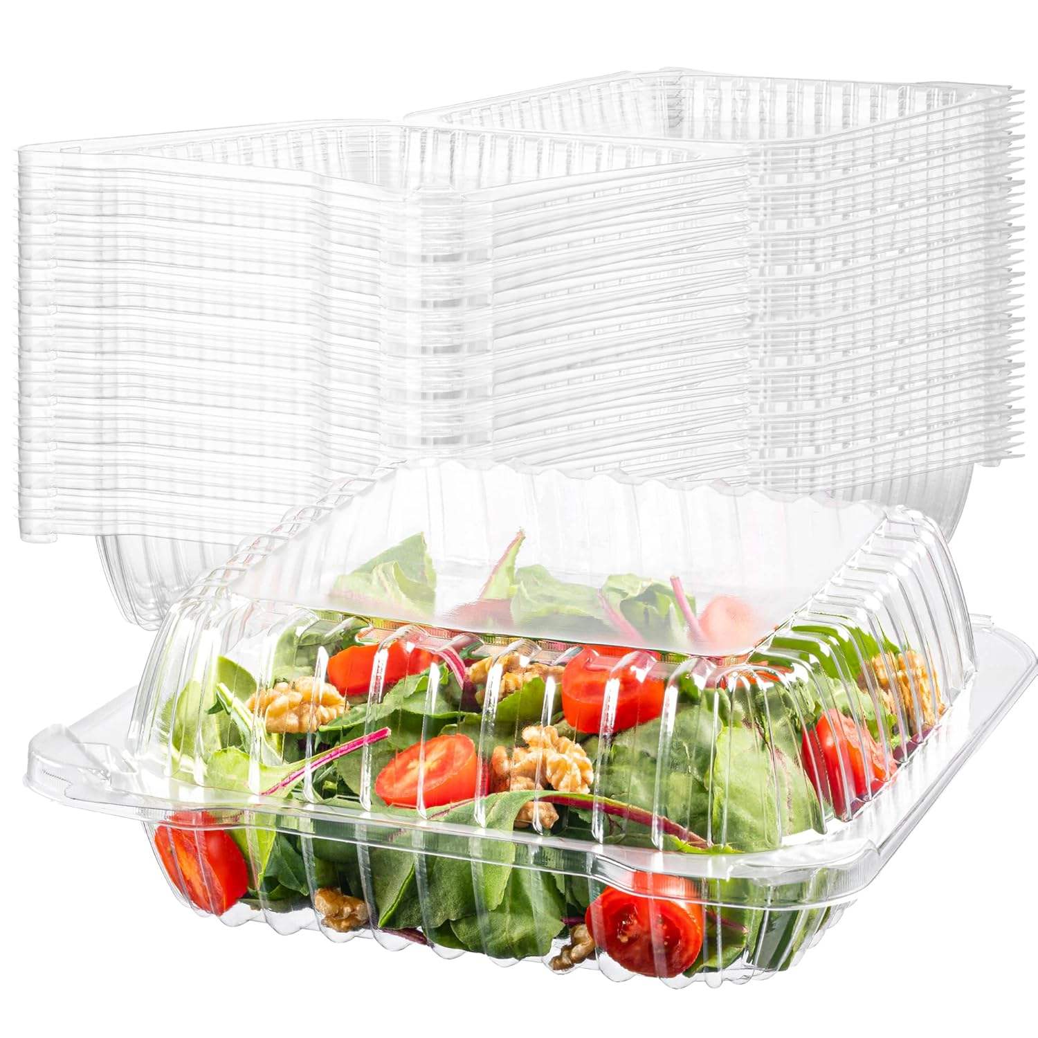 Clear Plastic Takeout Containers, clear Plastic square Hinged Food Containers with LIDS, Disposable Clamshell Dessert Containers
