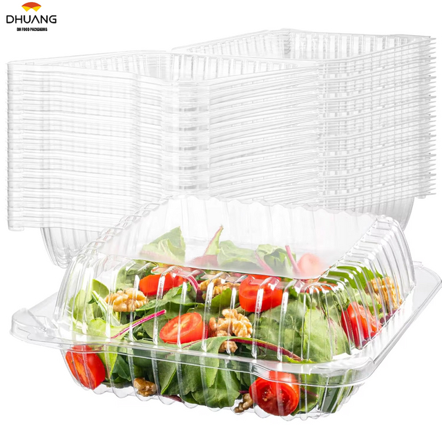 Clear Plastic Takeout Containers, clear Plastic square Hinged Food Containers with LIDS, Disposable Clamshell Dessert Containers