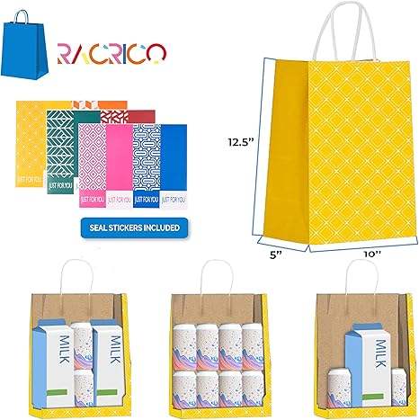 Paper Gift Bags Geometric Design Gift Bags for Stores Takeout Gifts Parties Custom Paper Bags