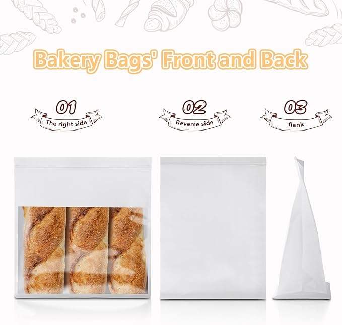 Toaster Food Storage Paper Bag with Window Iron Zipper Lock for Household Kitchen Use Custom Bread Bags