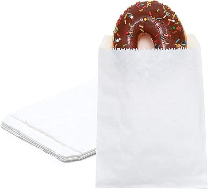 White Kraft Paper Bags for Bakery Cookies Treats Snacks Sandwiches Popcorn Small Gift Bag Oil-proof Paper Bag
