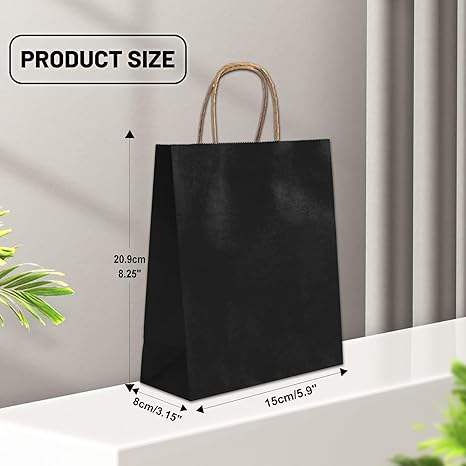 Gift Bag Paper Bag With Handle Kraft Paper Shopping Lunch (black) Custom Paper Bags