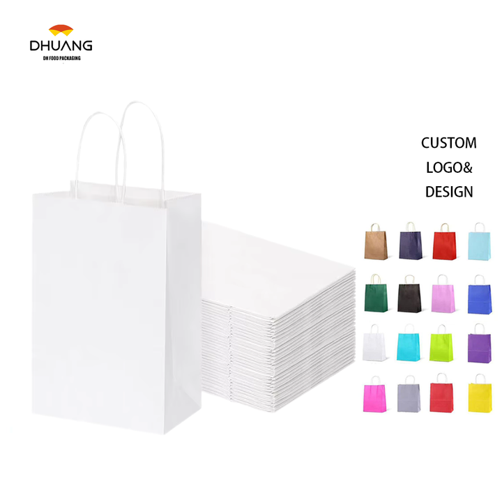 60 Paper Bags White Gift Bags Handle Bulk Shopping Birthdays Weddings Business Parties