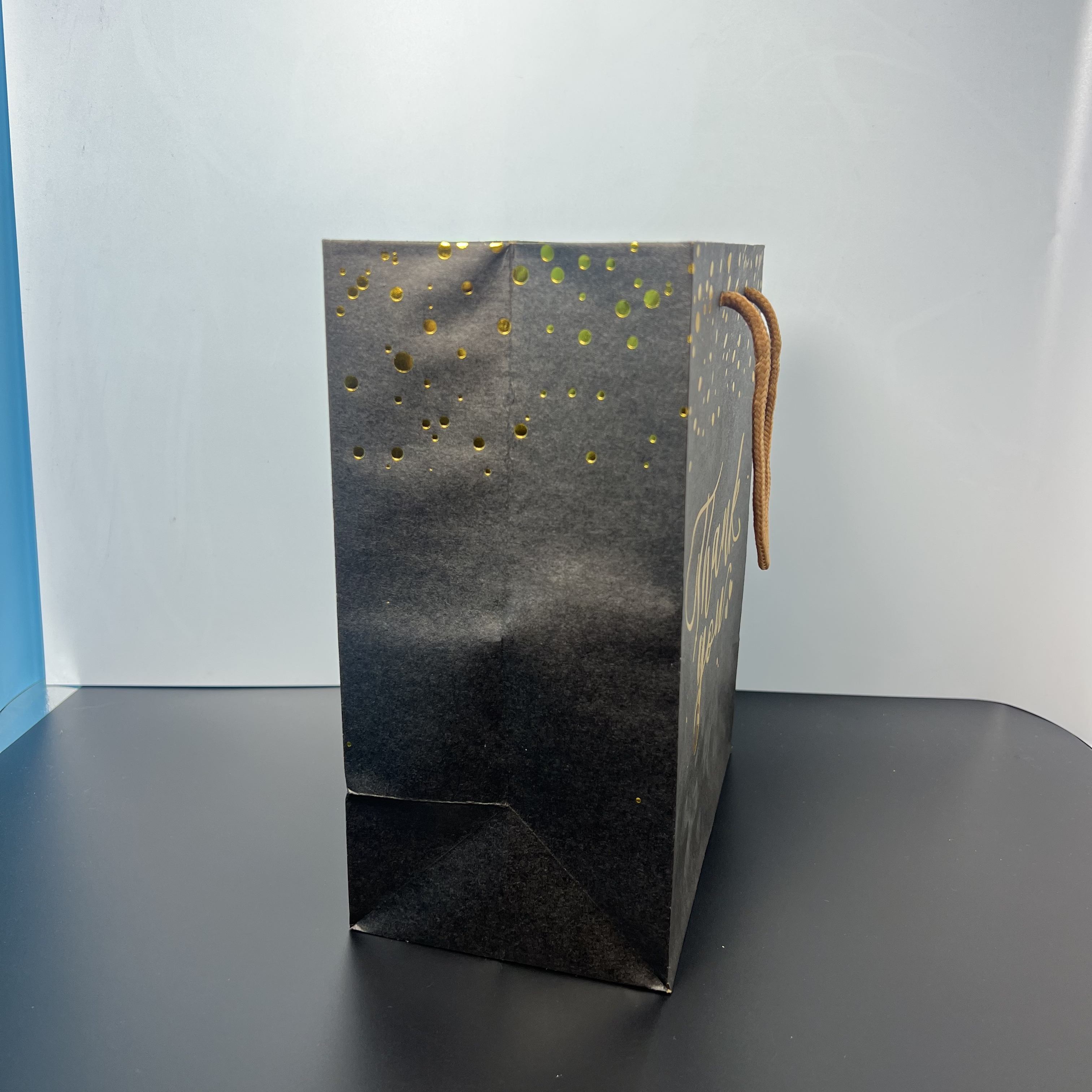 Factory Custom Size Printed logo Paper Shopping Bag Folding Flat Biodegradable Paper Bag with Cotton Rope Handle Shopping Bag