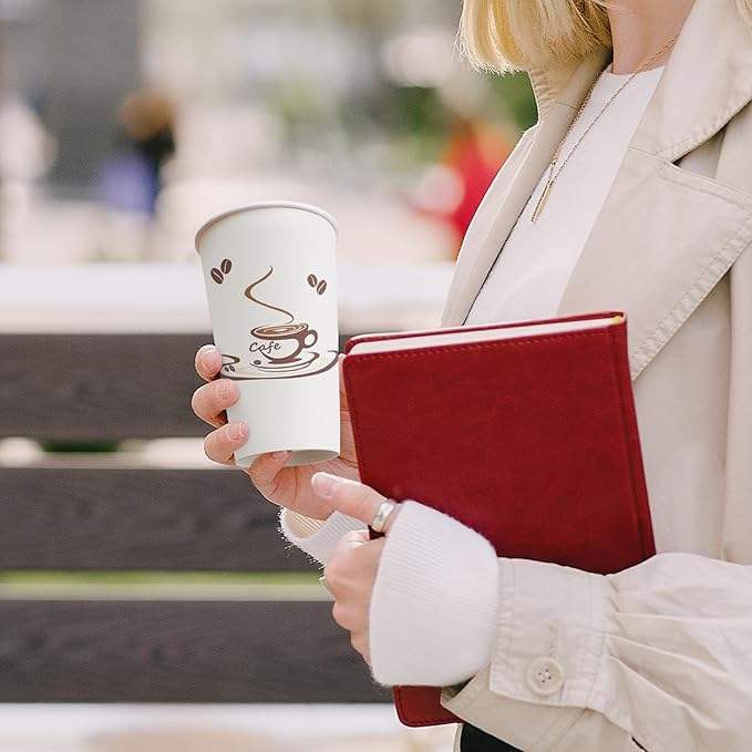16 oz Paper Disposable Coffee Cups for Hot and Cold Drinks, Coffee Shops, Offices and Restaurants Coffee Cup