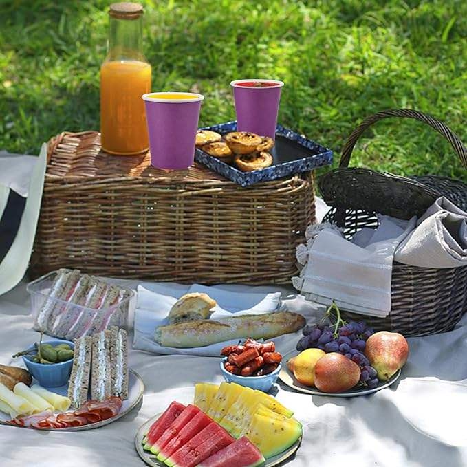 8 oz Purple Party Paper Cups Disposable Coffee Cups Hot and Cold Drinks Parties Picnics Trips Coffee Cup