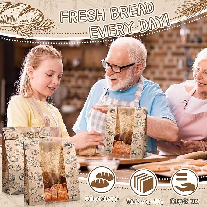 With Window Label Sealing Sticker Customized Brown Bread Bag Suitable for Food Storage CUSTOM Bread Bags